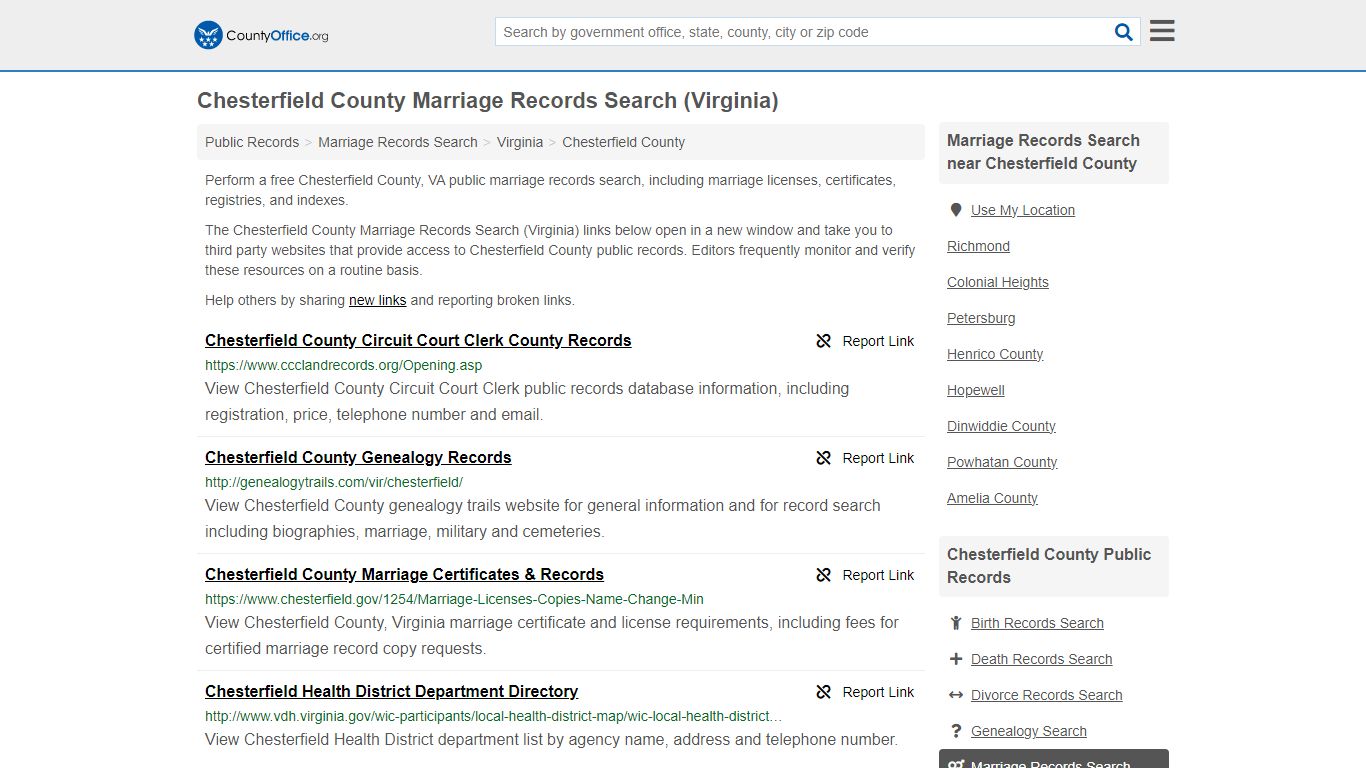 Chesterfield County Marriage Records Search (Virginia)